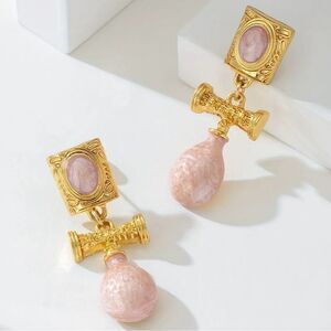 Vintage style Pink Drop Earrings N866